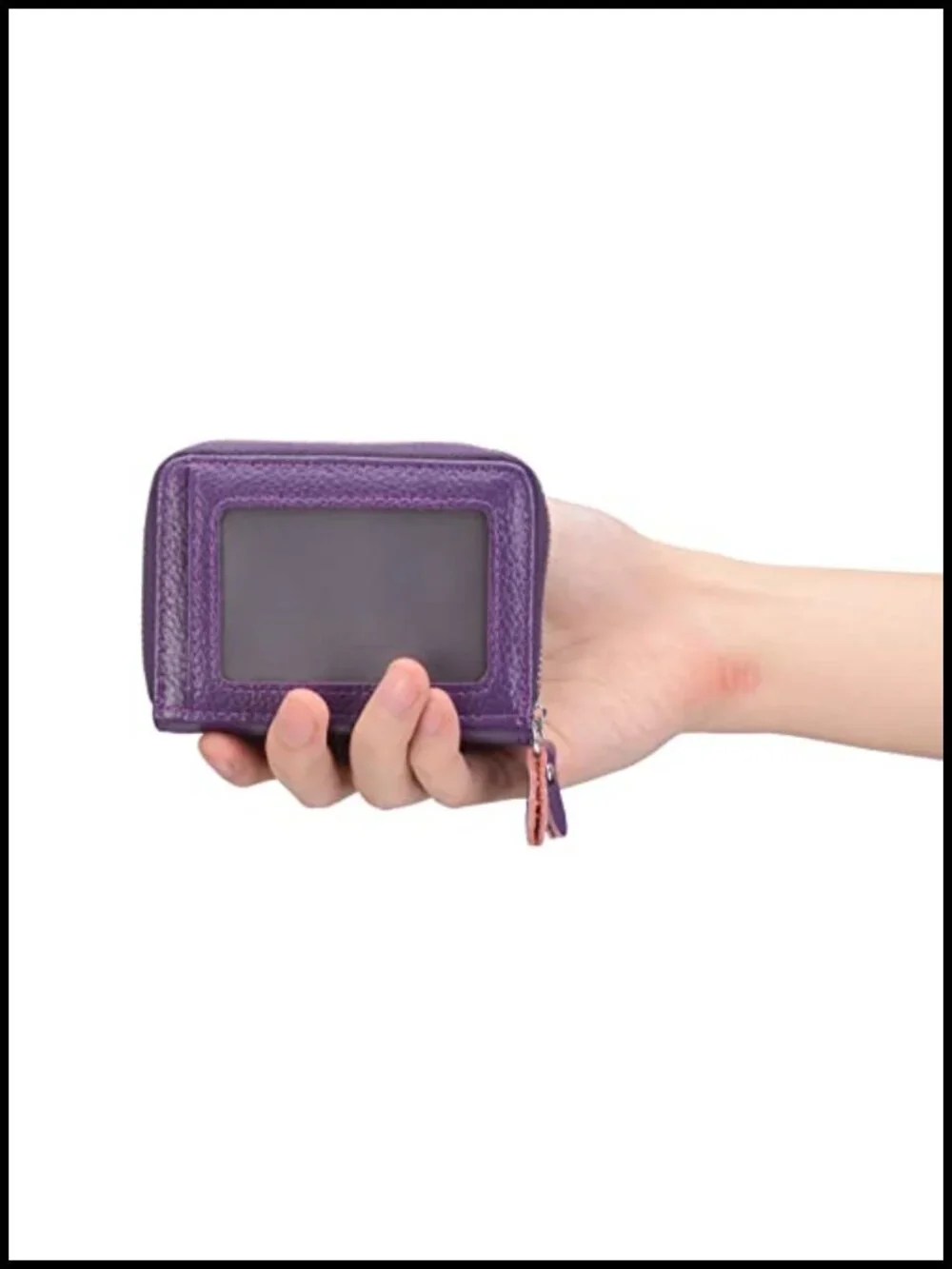 Genuine Leather RFID Blocking Zipper Card Wallet